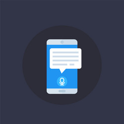 Speech recognition in mobile app icon vector