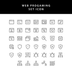 web programing outline icon set vector