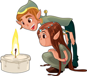 young elf with a candle vector