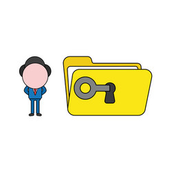 businessman character unlock file folder with key vector image