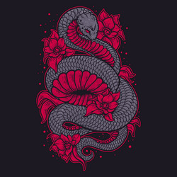 colorful scary snake with flower environment vector