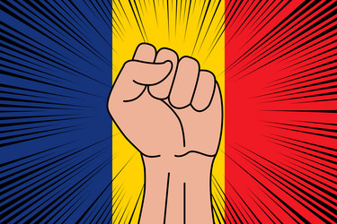 human fist clenched symbol on flag of romania vector