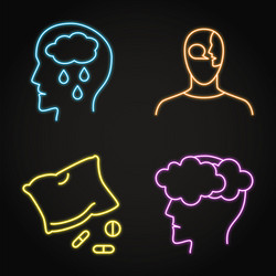 neon mental disorders icon set in line style Vector Image