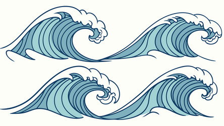 powerful ocean waves art dynamic water element vector image