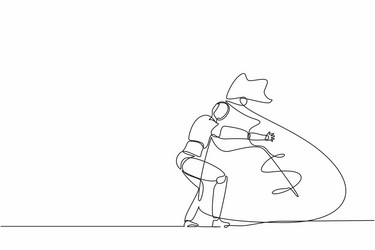 Single continuous line drawing robots lean Vector Image