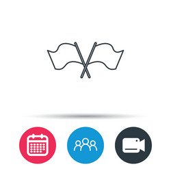 crosswise waving flag icon location pointer vector image