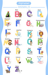 cute animal alphabets for kids education set Vector Image