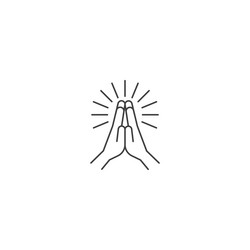 Man praying silhouette icon black color in circle Vector Image