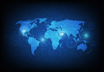 global network connection world map point vector image