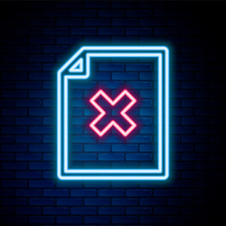 glowing neon line delete file document icon vector image