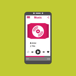 media player application app template with flat vector image