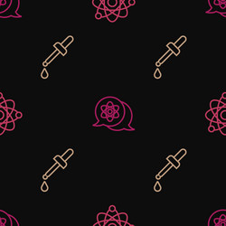 set line atom pipette and on seamless pattern vector image