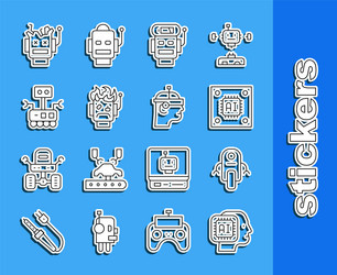 set line humanoid robot processor vector image