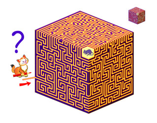 Logic puzzle game with 3d labyrinth for children vector