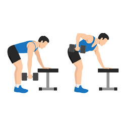 man doing single arm bent over row exercise vector image