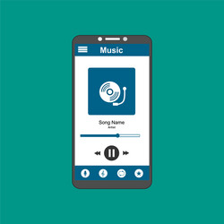 media player application app template with flat vector image