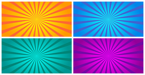 Retro sunburst gradient abstract background set vector