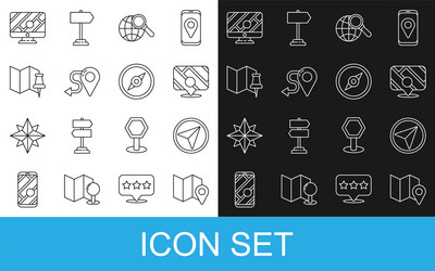 set line folded map with location marker vector image
