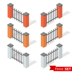 set of three different color fence sections vector