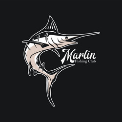 Vintage Marlin Fishing Club Logo Vector Image