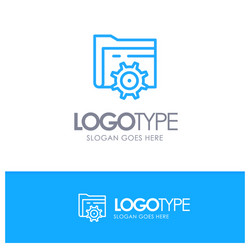 folder setting gear computing blue logo line style vector image