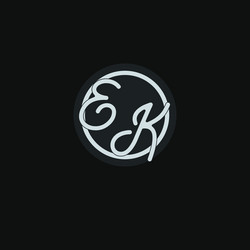 initials ek logo monogram with simple circle line vector image
