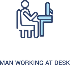 man working at desk concept 2 colored icon simple vector image
