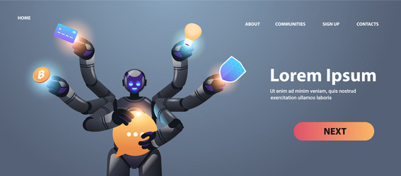 modern robot with many hands multitasking robotic vector image
