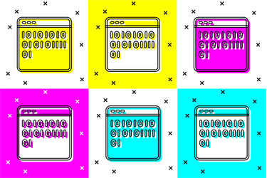 set binary code icon isolated on color background vector image