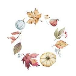 Watercolor Autumn Thanksgiving Postcard Vector Image