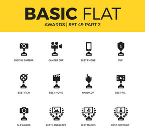 basic set of video awards icons vector