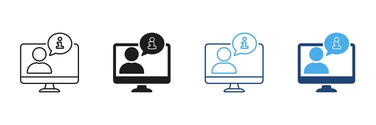 computer user information icon set online support vector image