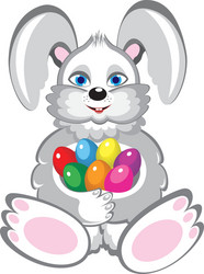 Cartoon bunny holding easter egg Royalty Free Vector Image