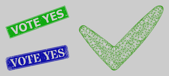 grunge vote yes imprints and net mesh vector image