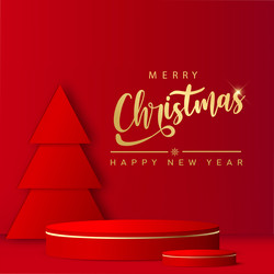 happy new year background with red podium vector image