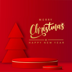 Happy new year background with red podium vector