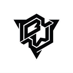 logo monogram hexagon shape with triangle vector image