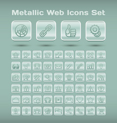 Metallic web icons set vector