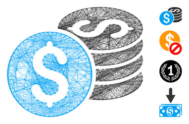 net dollar coin stack mesh vector image