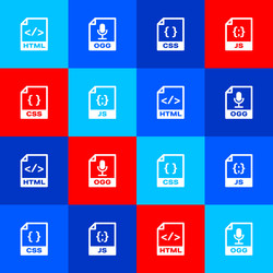 Set html file document ogg css and js icon vector