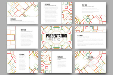 Set of 9 templates for presentation slides vector