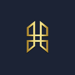 Shape line geometry gold logo vector