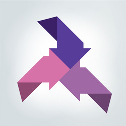 3 arrows connected by the midlde edge scheme vector image