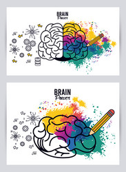 brains power templates with colors splash vector image