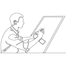 continuous line drawing architect draw sketch vector image