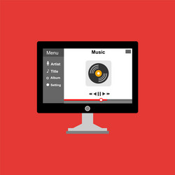 media player application app template with flat vector image