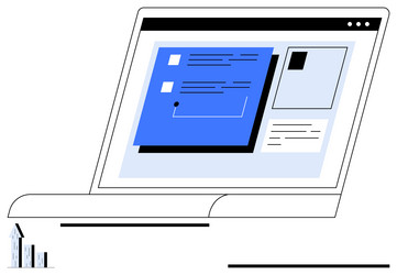 digital workspace with interactive interface vector image
