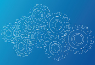gear sketch rendering of 3d wire-frame vector image