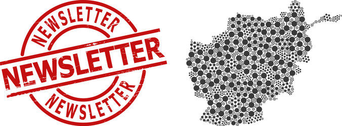 grunge newsletter stamp and blockchain nodes vector image
