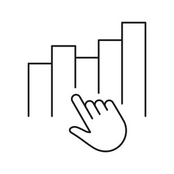 hand interacting with bar chart line icon data vector image